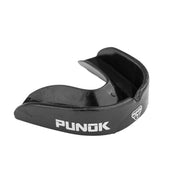 Black Punok mouthguard, side view with curved bite guard