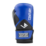 Blue and black boxing glove with CENTURY wrist patch and padded knuckle guard