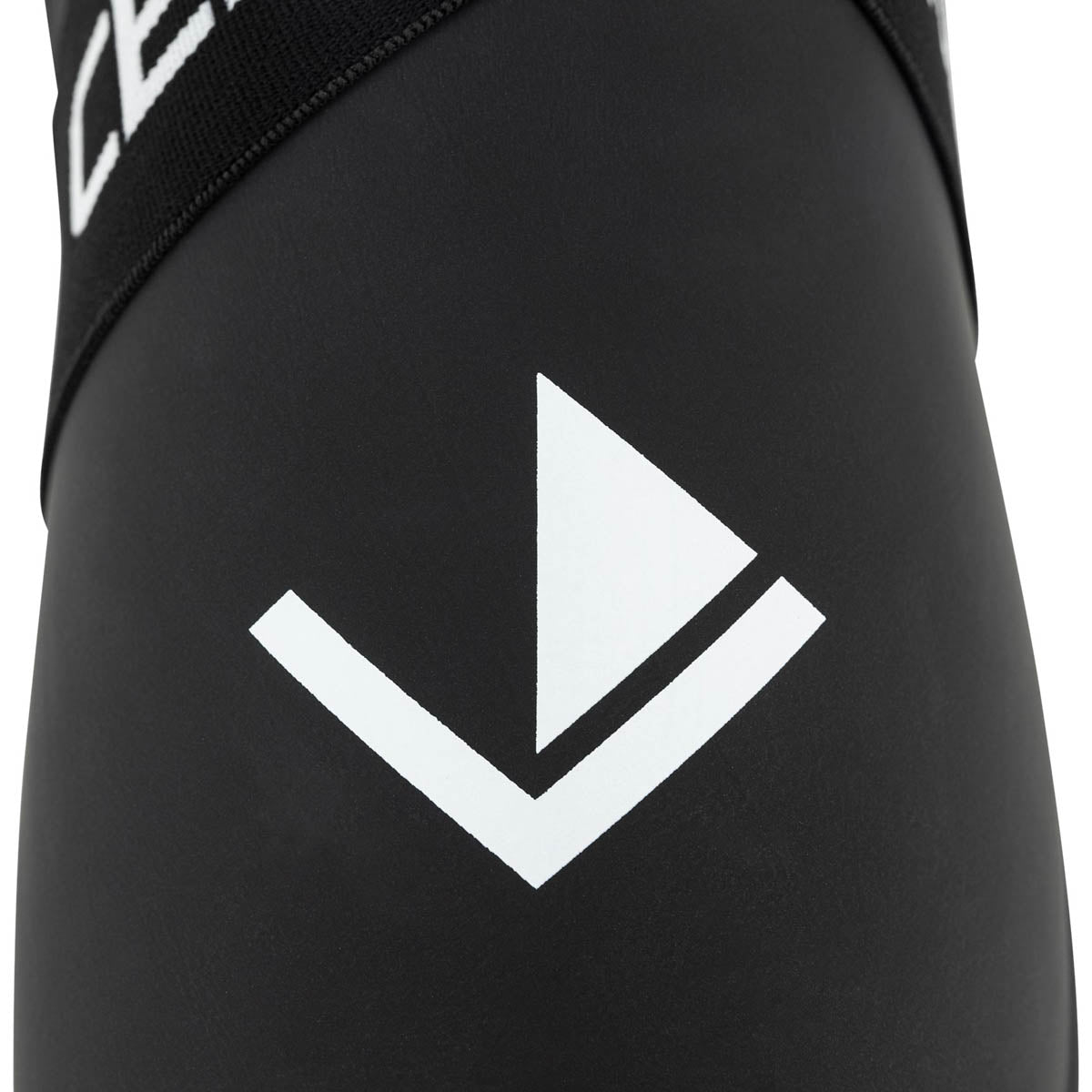 Black kicks with a large white V logo on the side panel