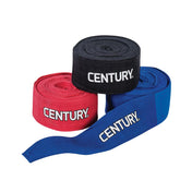 Assorted cotton hand wraps set: black, red, and blue rolls with CENTURY branding