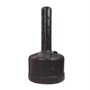 Freestanding bag replacement base with upright post and round weighted foot, black