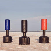 Wavemaster freestanding punching bag set: blue, black, and red Century covers
