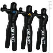 Set of black Century grappling dummies showing sizes 120, 90, and 70 with CENTURY branding