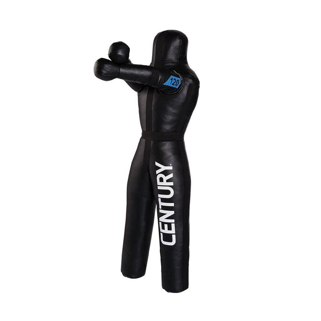 Black grappling dummy with blue 120 label on chest and Century logo on the body.