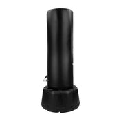 Black punching bag cylinder on black base stand