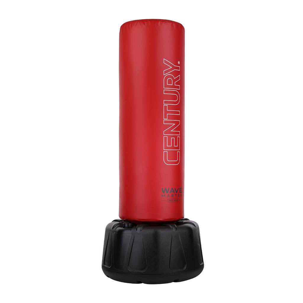 Red Century punching bag with side Century logo and black base