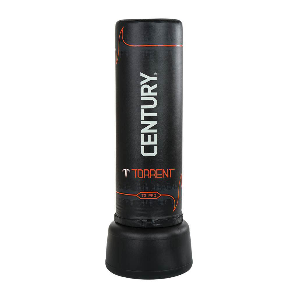 Black Century Torrent T2 Pro freestanding punching bag with red and white branding