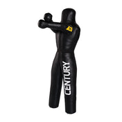 Black Century grappling dummy with raised arms, yellow 90 lb label, and vertical CENTURY text