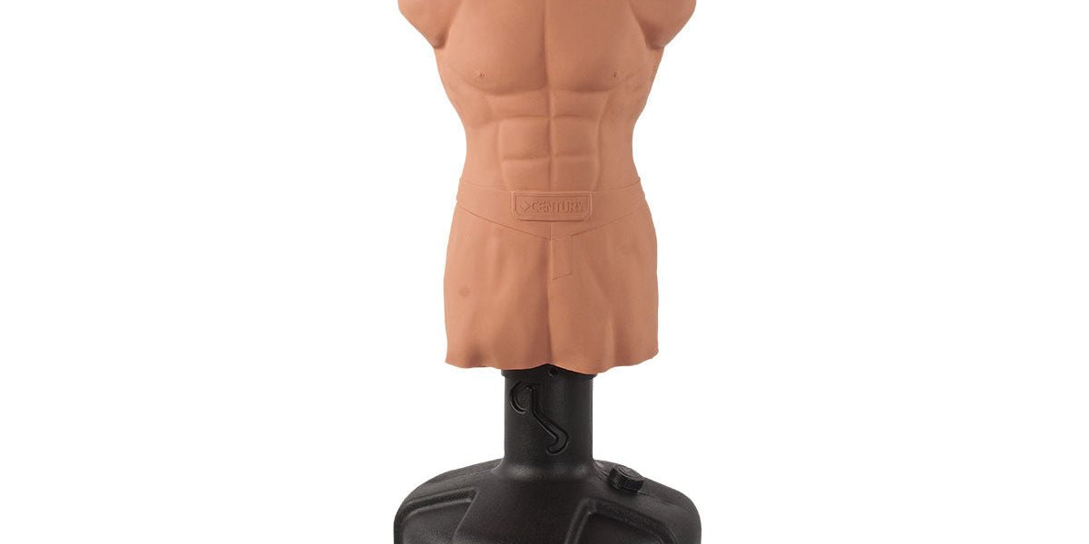 XL BOB body opponent bag with tan foam torso on black punching base
