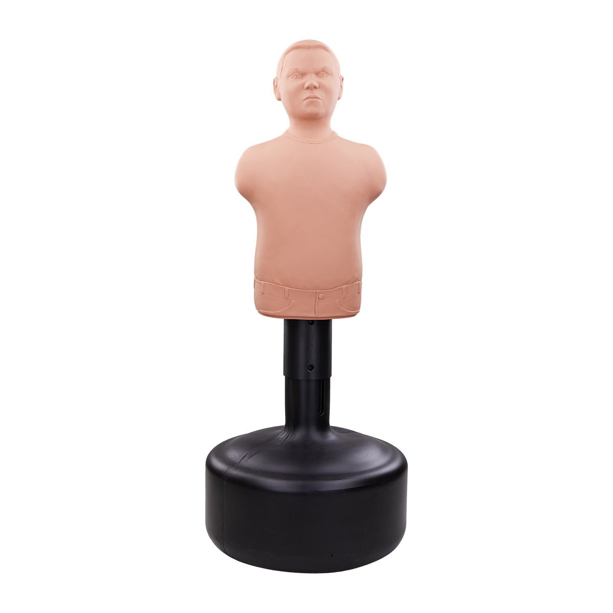 Bobby Bully punching dummy with torso and head on black base