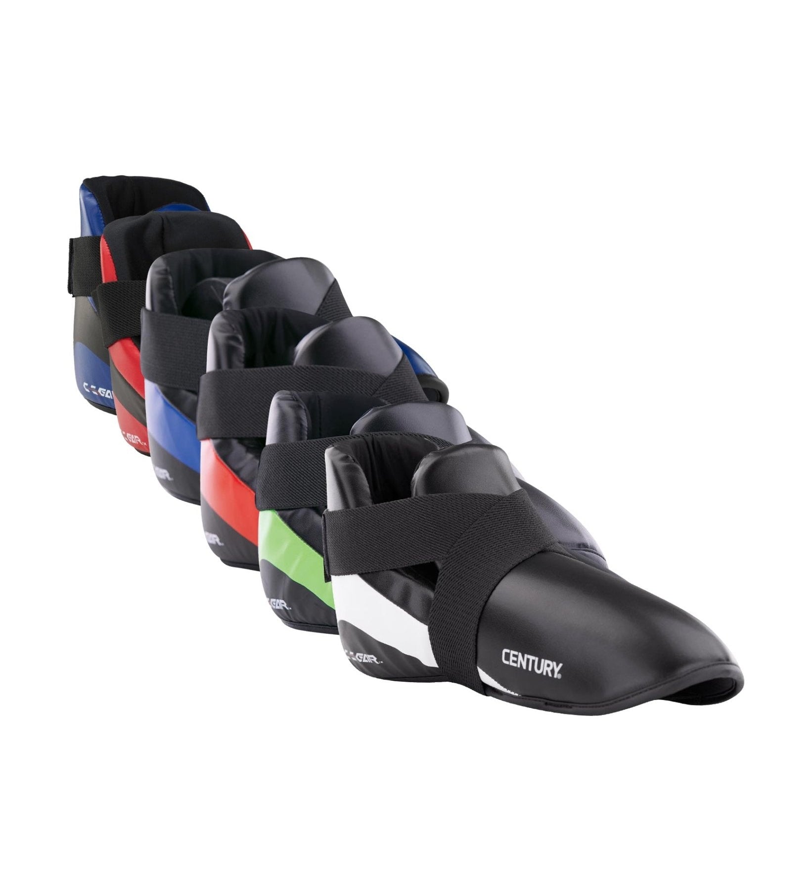 Assorted-color boxing kicks set with black straps and CENTURY logo on the front