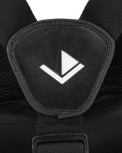 Black belly pad triangular logo patch on adjustable shoulder strap
