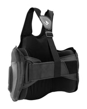 Black belly pad with over-the-shoulder strap, adjustable back buckle, and side pads