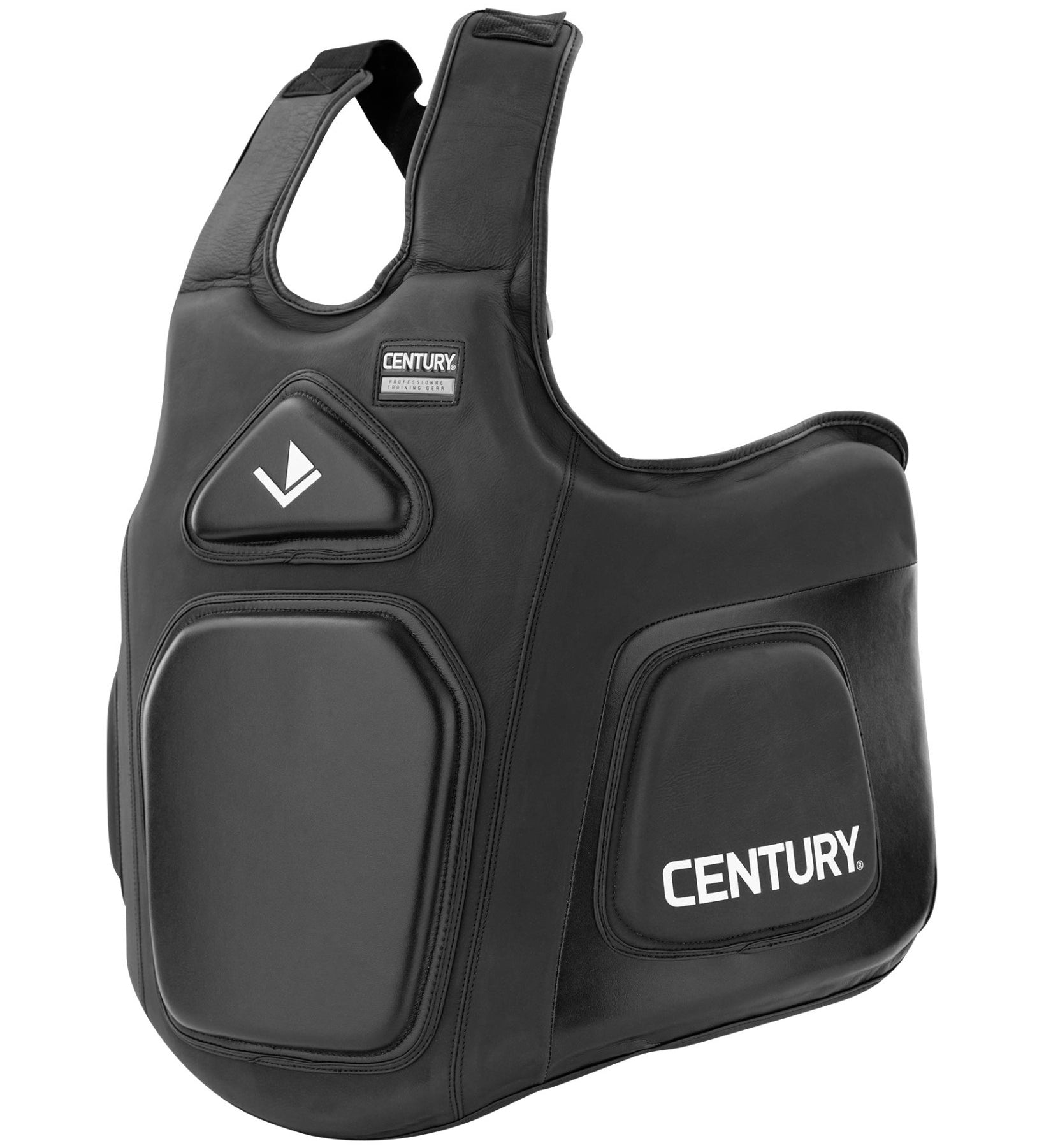 Black belly pad with front logo patch, zippered panel details, and carry handle