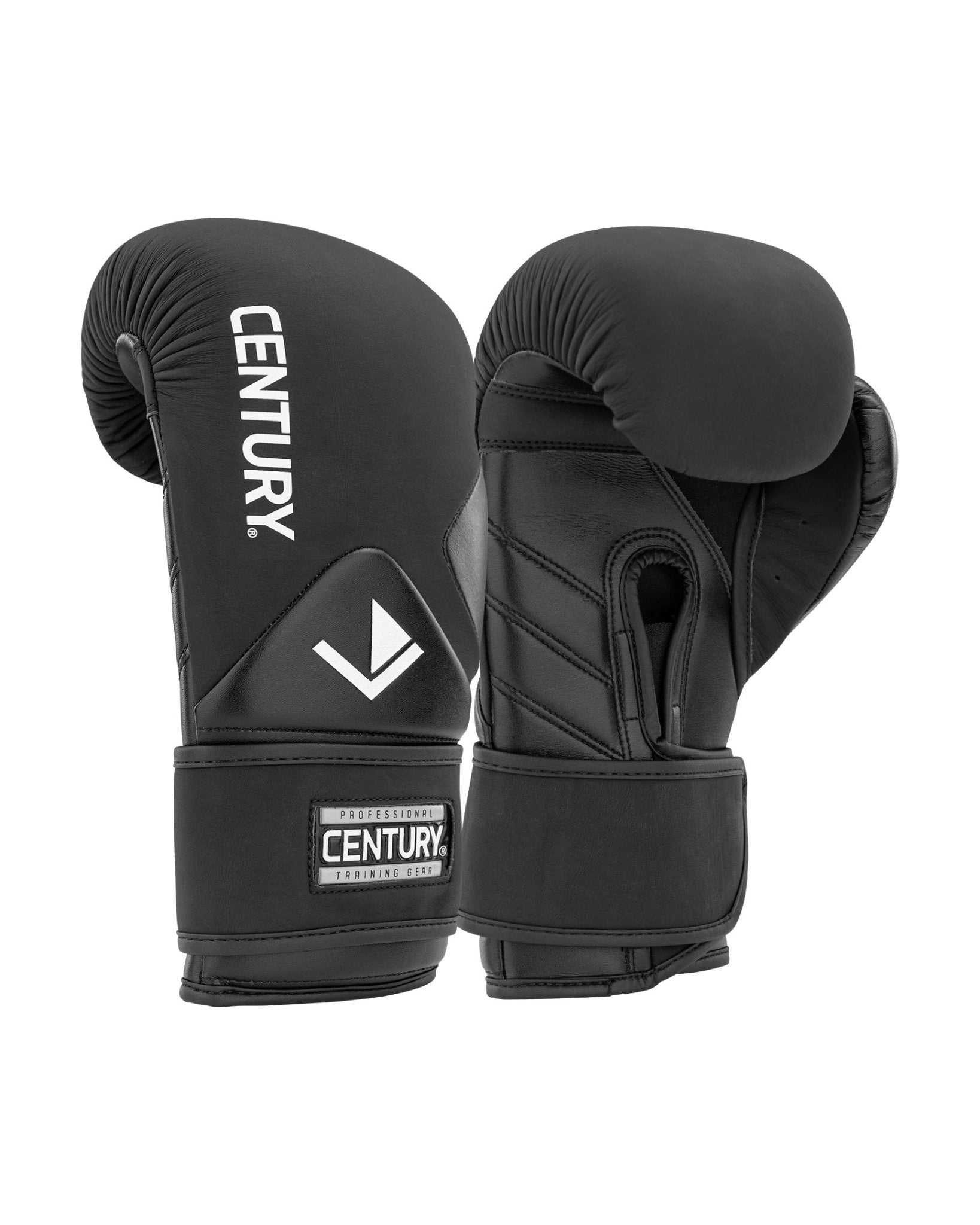 Black boxing gloves with ENTRURY branding on back panels and padded knuckles