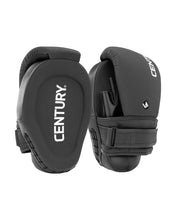 Black catcher's mitt pair, back view with large center logo and wrist straps