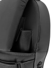 Black catcher's mitt, leather-look with stitched palm pocket and wrist strap