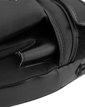 Black catcher's mitt interior, stitched finger pocket and reinforced seam