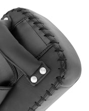 Black padded edge with lace-up eyelets and two metal rivets