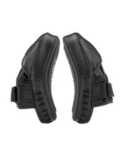 Black Century focus mitt pair, side view with raised padding and adjustable wrist strap
