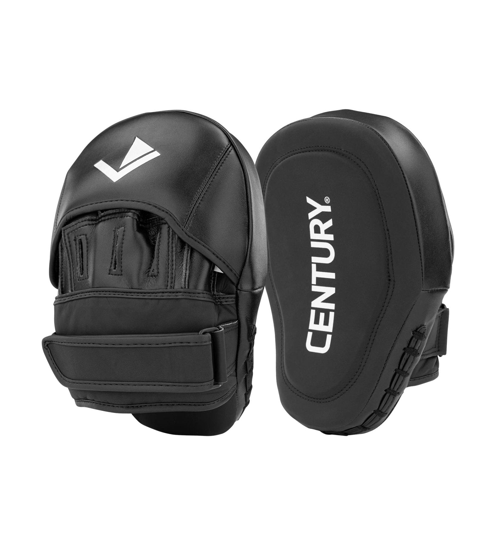 Black Century focus mitt pair with hook-and-loop wrist strap and padded striking surface