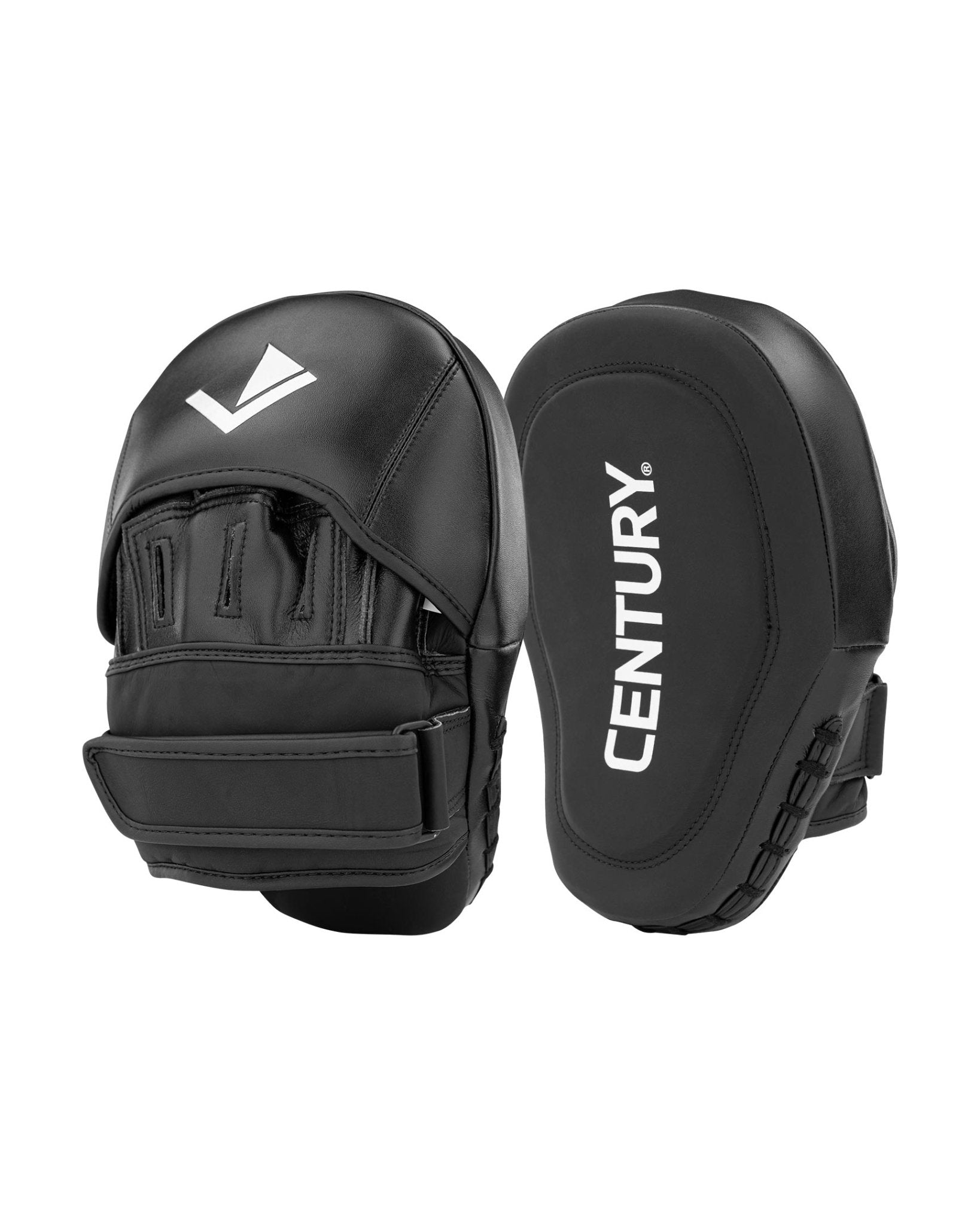 Black Century focus mitt pair with hook-and-loop wrist strap and padded striking surface