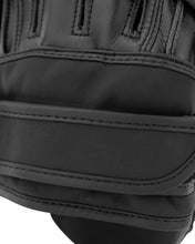 Black Century focus mitt close-up of lower padding panel and double-stitched seam