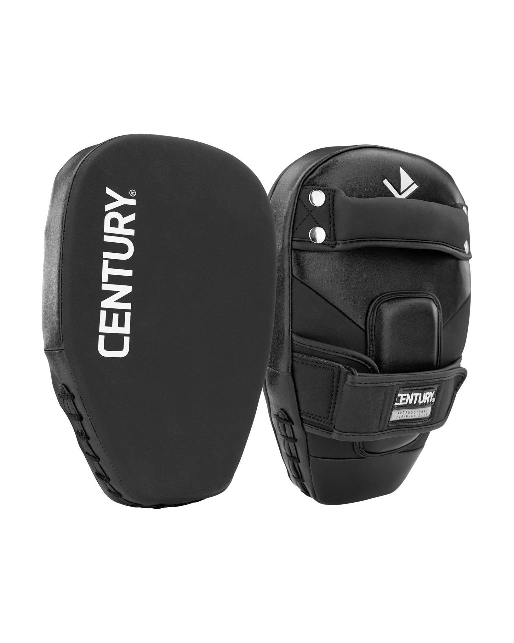 Black Thai focus mitts pair, one showing Century logo on the back