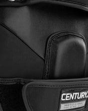 Black Thai focus mitt pair, side view with CENTURY logo patch and curved padding