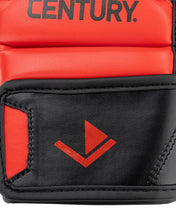 Black boxing glove with red 'CENTURY.' logo panel and stitched edges