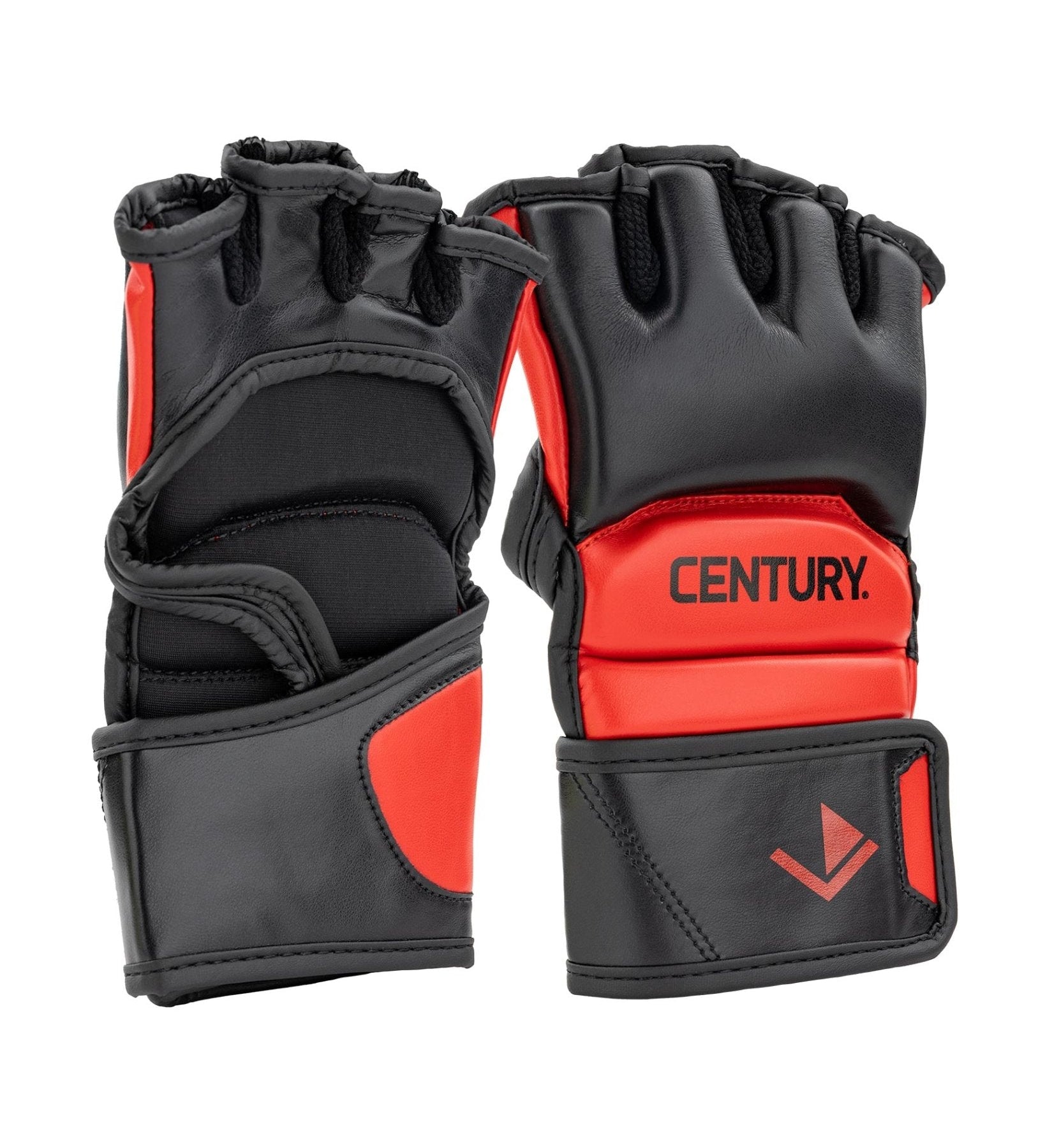 Black boxing gloves with red accents and knuckle guard detail