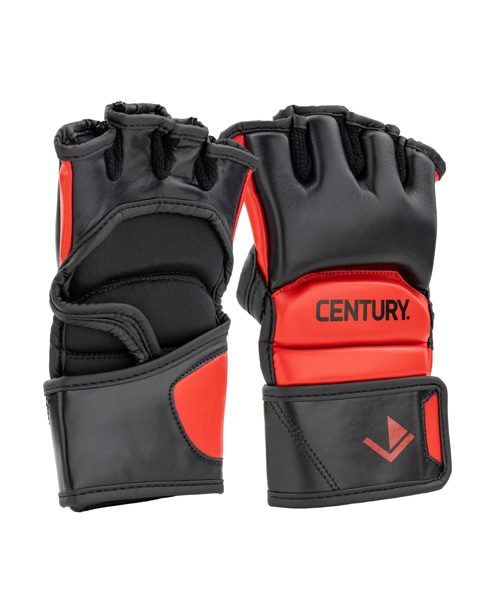 Black boxing gloves with red accents and knuckle guard detail