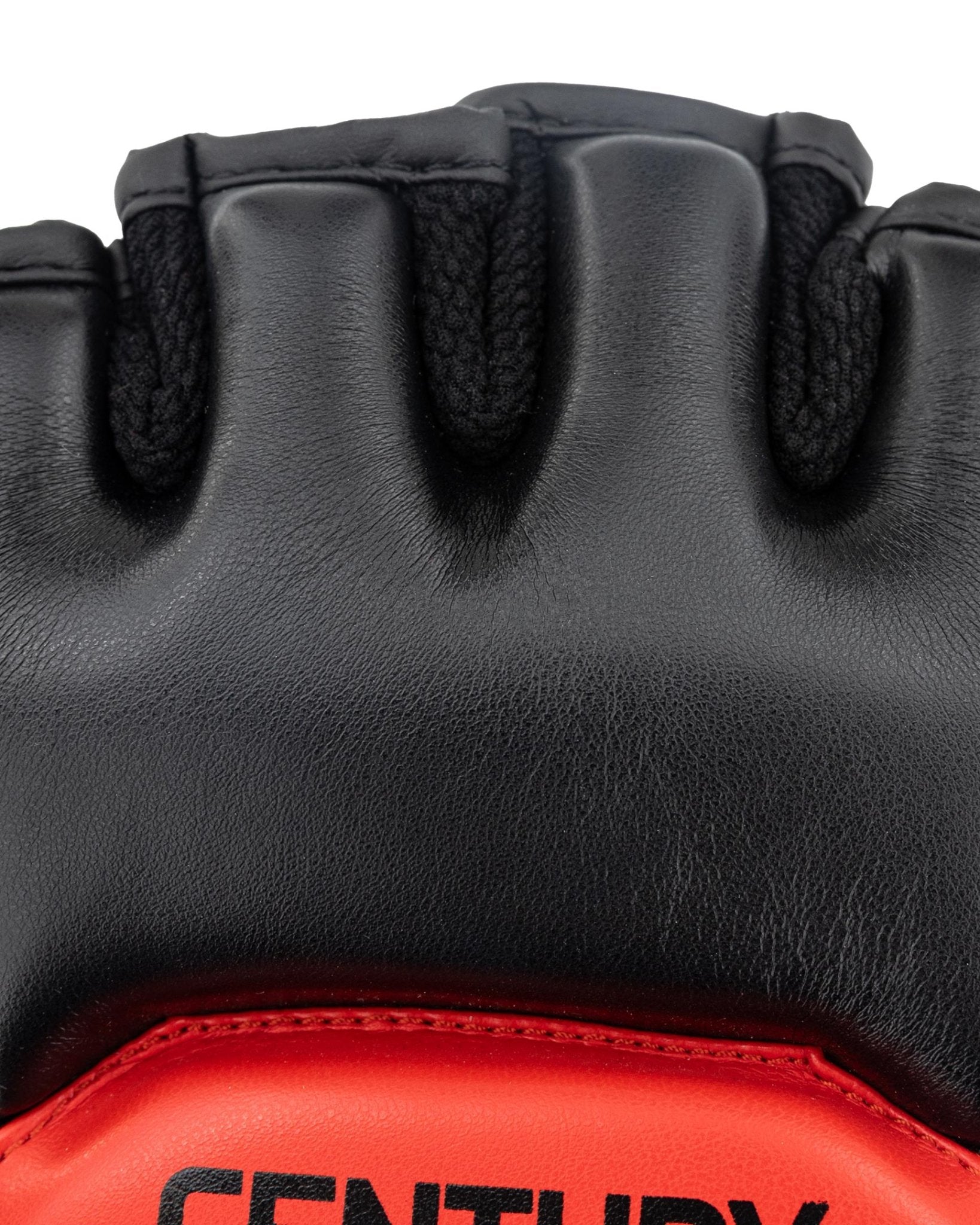 Black leather boxing glove palm with red cuff panel and 'CENTURY.' logo