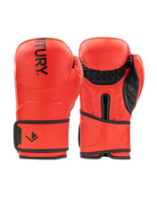 Red heavy bag boxing gloves with CEN logo and black padded wrist strap