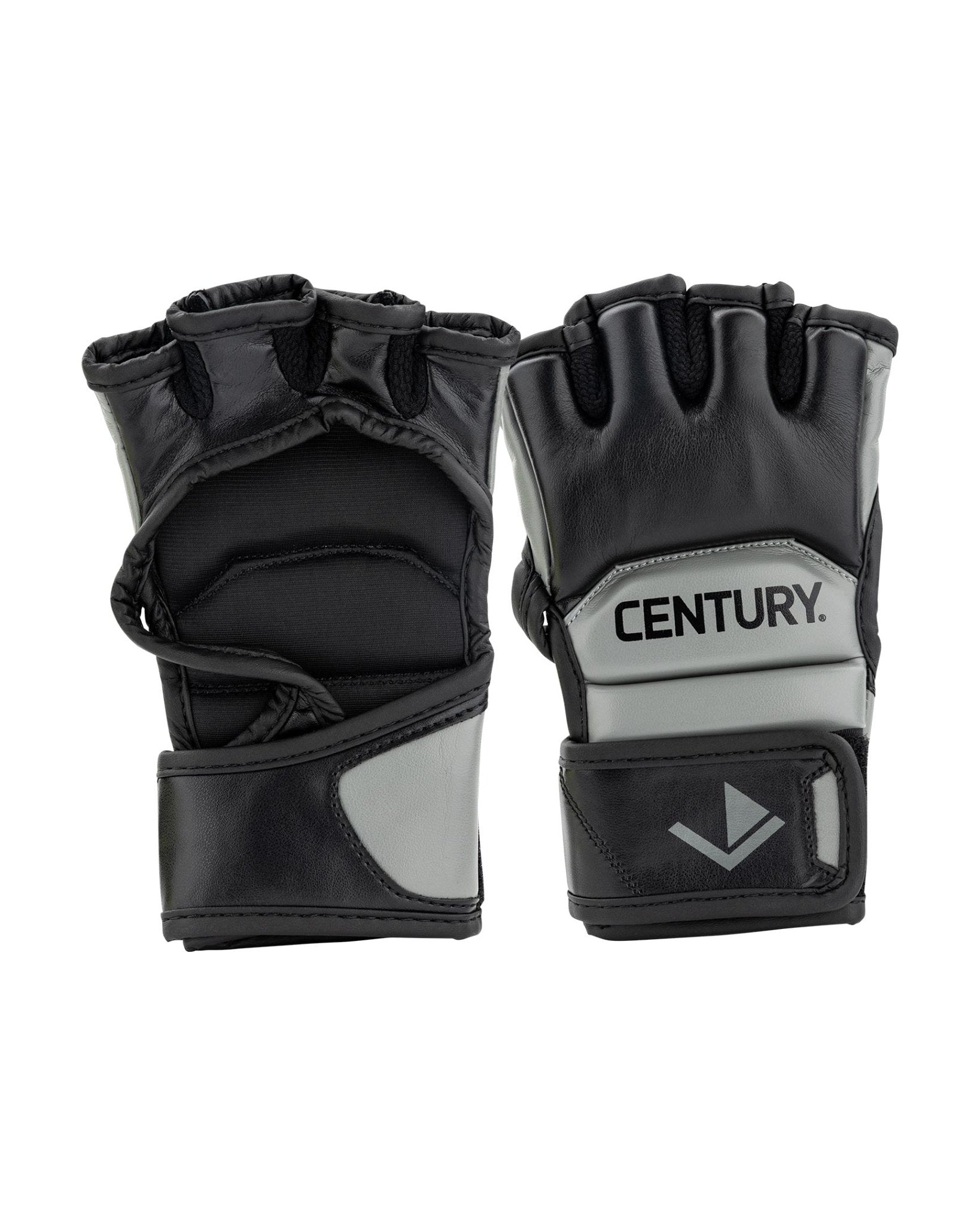 Youth fight gloves, dark grey and black, with cushioned knuckle panels