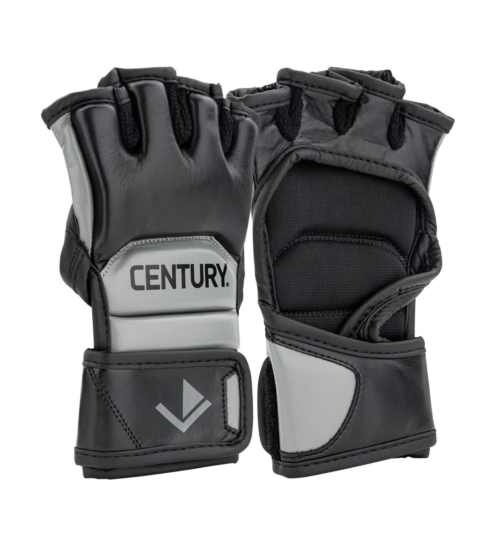 Youth fight gloves in dark grey and black with hook-and-loop wrist closure