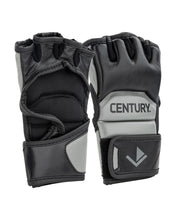Youth fight gloves, dark grey and black, with Century branding on the back