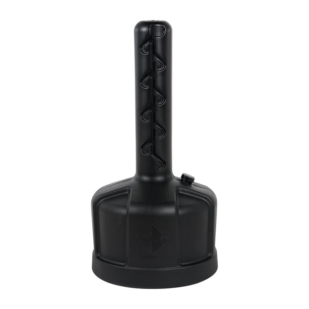Freestanding bag replacement base upright post with molded grips and round foot, black