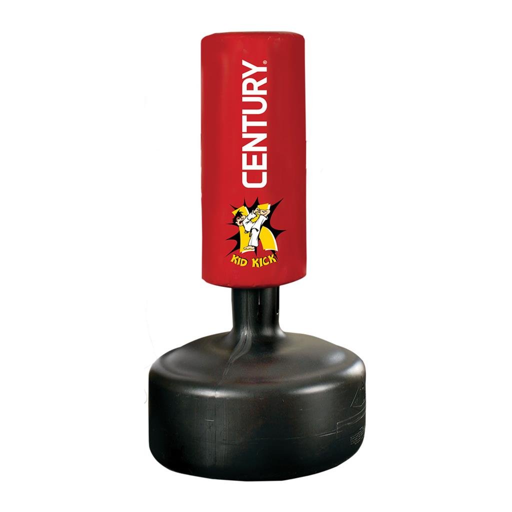 Kids' Century kick punching ball, red top with comic graphic, black base