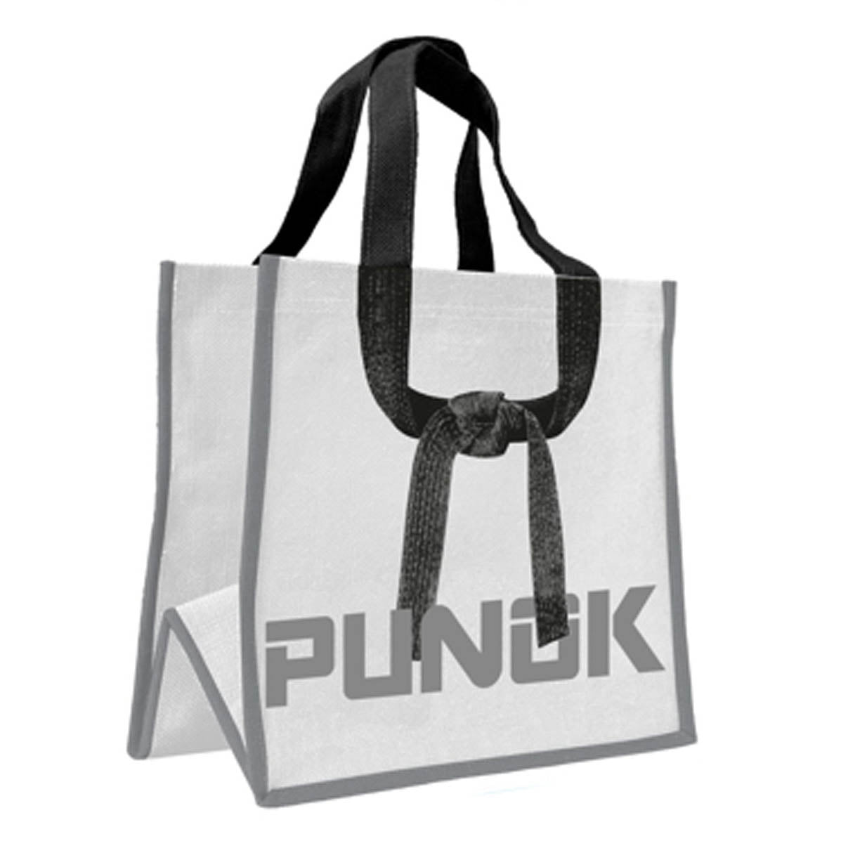 Large white shopping bag with black rope handles and PUNOK logo