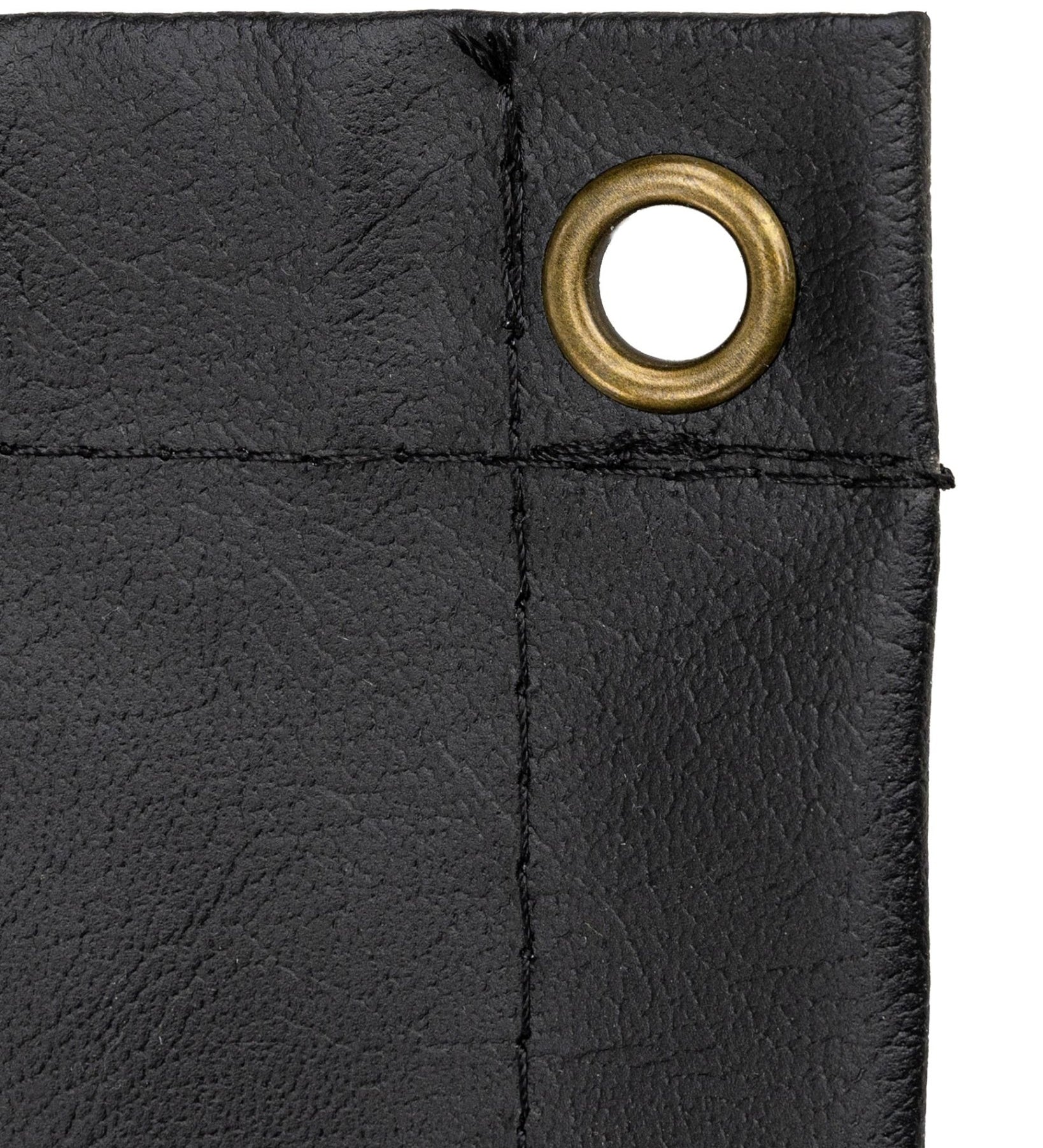 Black fabric banner corner with brass grommet eyelet