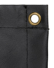 Black fabric banner corner with brass grommet eyelet