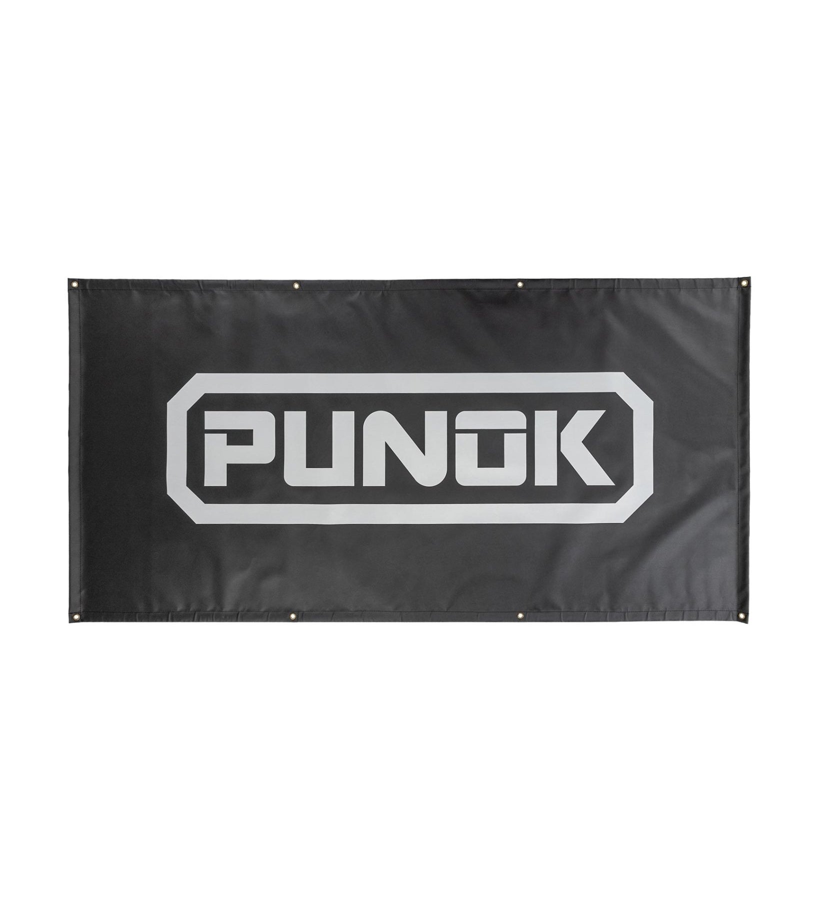Punok black fabric banner with centered logo and eyelets