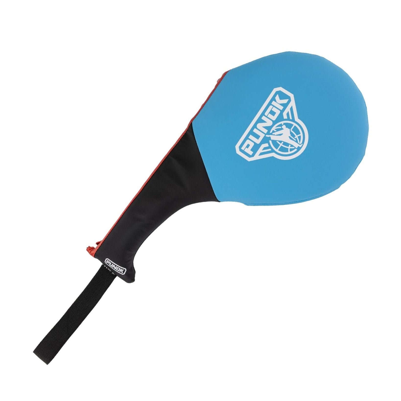 Punok double paddle target with blue paddle, black handle, red trim and white logo