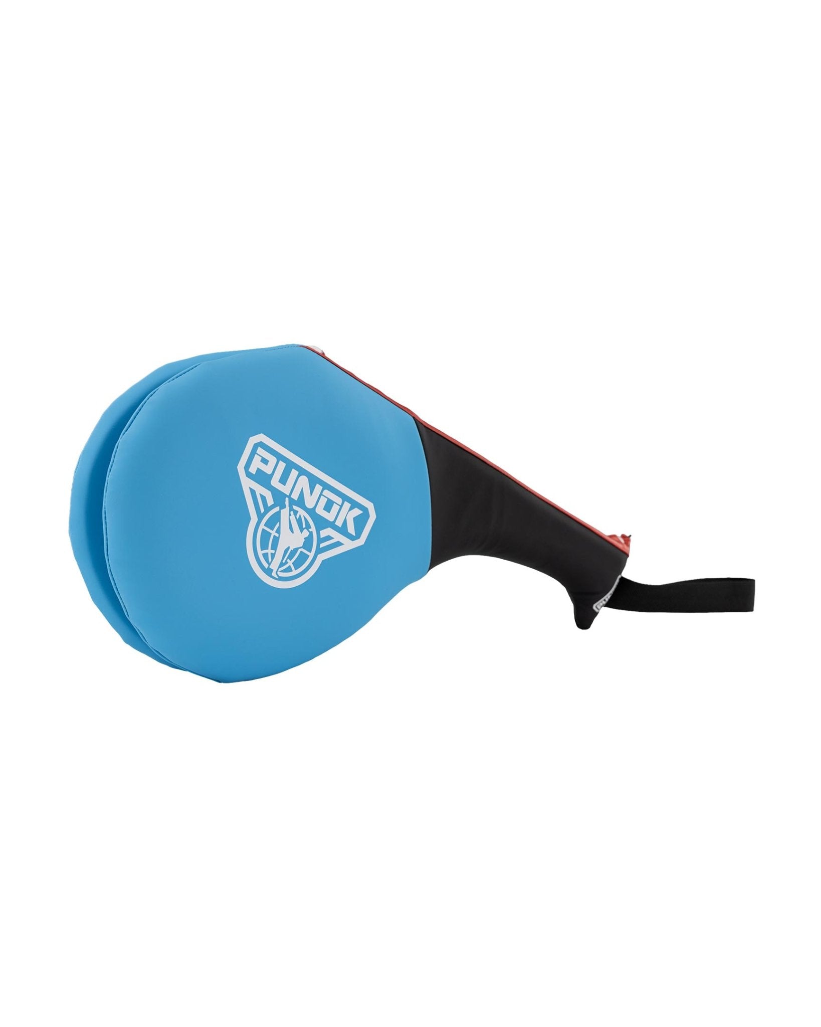 Punok double paddle target with blue face, white Punok logo, black handle and red piping