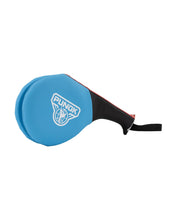 Punok double paddle target with blue face, white Punok logo, black handle and red piping