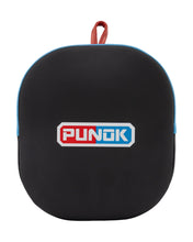 Double-sided focus mitt, black with blue edge trim and Punok logo.