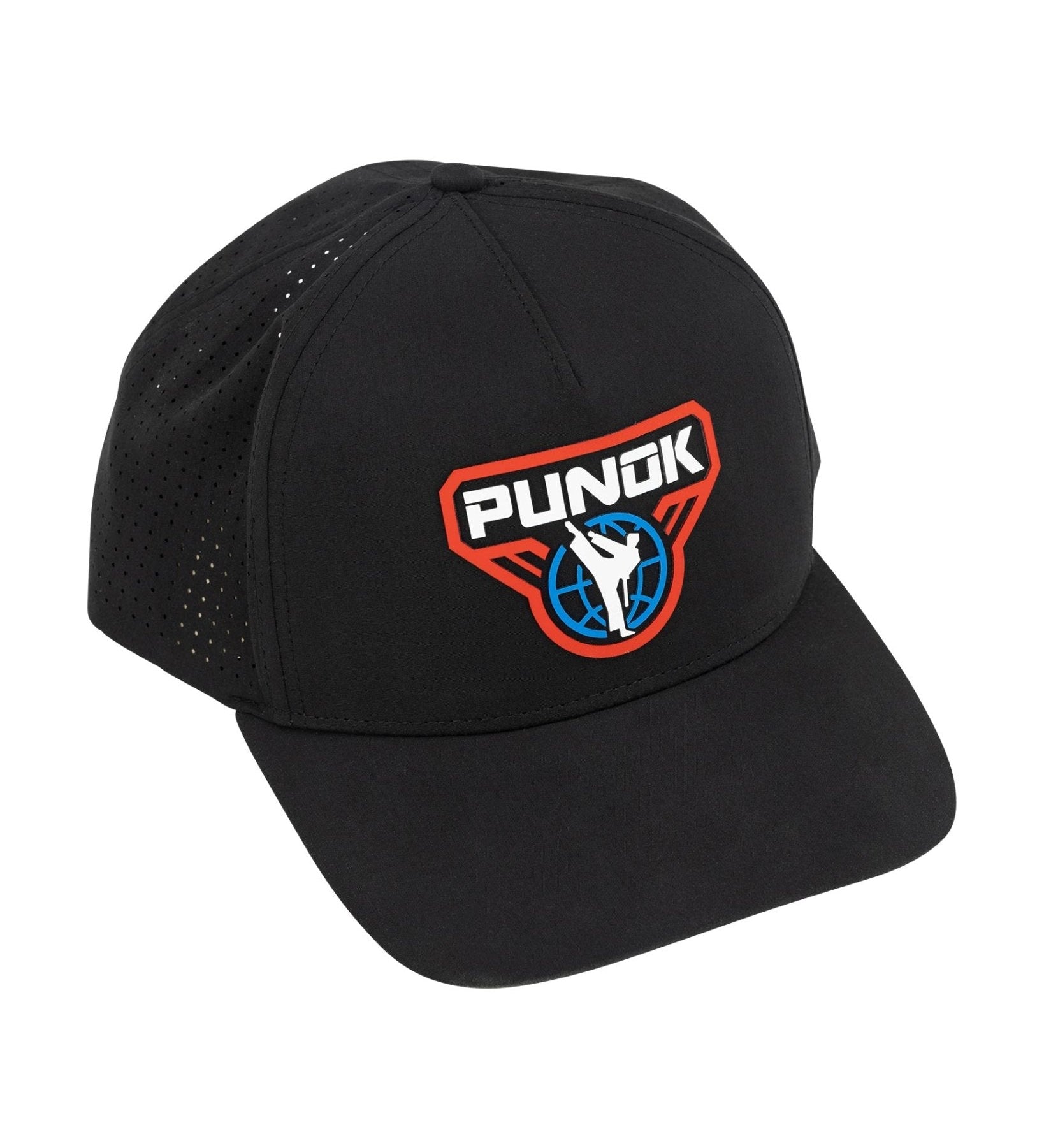 Black performance fighter hat with a PUNOK logo patch on the front panel.