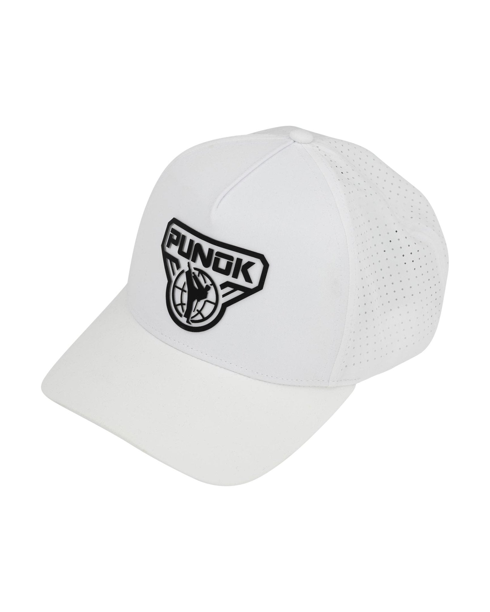 White performance baseball cap with PUNOK fighter logo patch on front