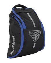 Black and blue Punok Kata backpack with front pocket and logos